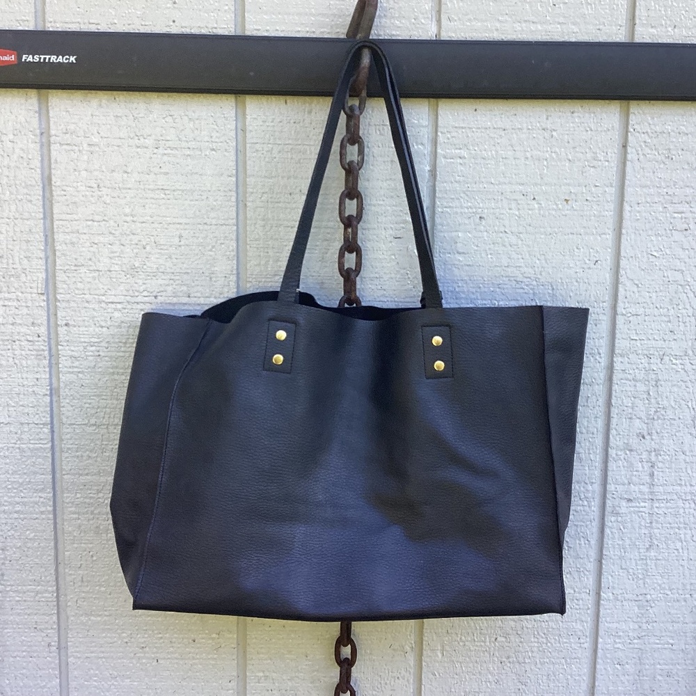 Clhei leather BAG black slouchy tote